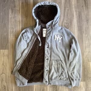 Vintage Aeropostale Hoodie Men's Size 2XL Full Zip Fur Sherpa Lined Y2K